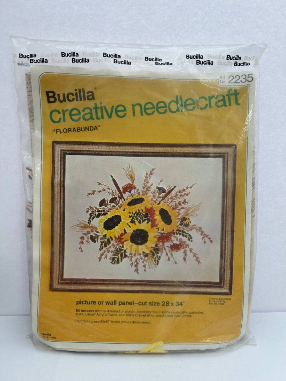 Vintage 1970s Bucilla Creative Needlecraft Kit Florabunda Cottagecore Grannycore